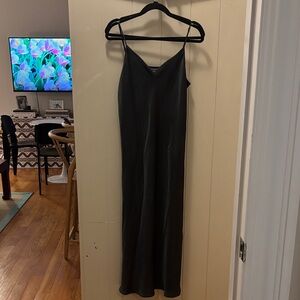 All Saints Dark Green Slip Silk Dress